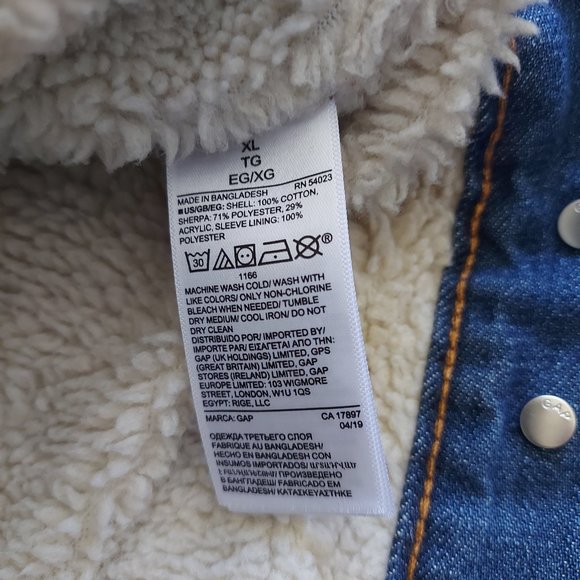 GAP Women Sherpa Lined Blue Denim Jacket Button Size XL - Picture 10 of 11